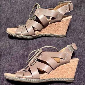 Clark’s lace up wedge sandals